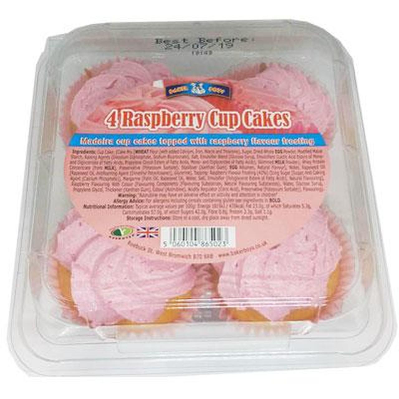 Baker Boys 4 Raspberry Cup Cakes (Jan 23 - Jan 24) RRP 1.49 CLEARANCE XL 89p or 2 for 1.50
